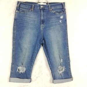 Signature Levi Strauss Womens Jeans Heritage High Rise‎ Straight Capri Denim 16